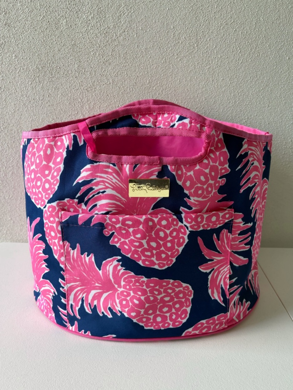 Lilly Pulitzer Navy and Hot Pink Pineapple Beach Tote